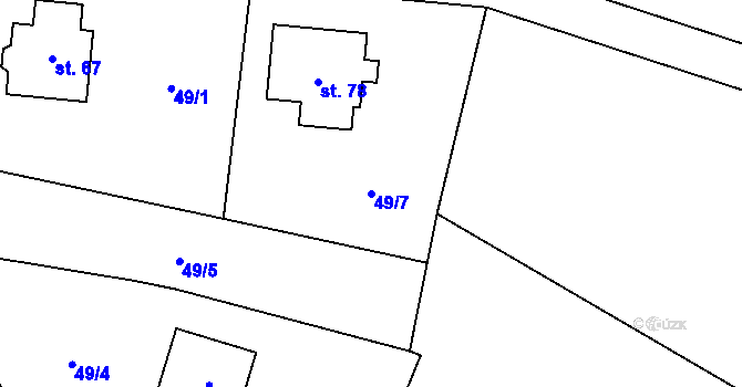 Parcela st. 49/7 v KÚ Chmelná u Vlašimi, Katastrální mapa
