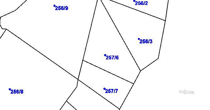 Parcela st. 257/6 v KÚ Chmelná u Pelhřimova, Katastrální mapa