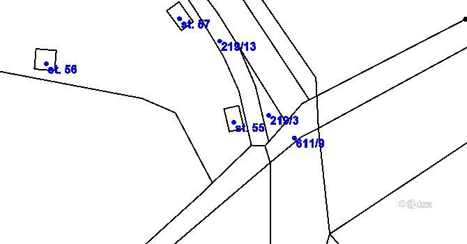 Parcela st. 55 v KÚ Malá Chmelná, Katastrální mapa