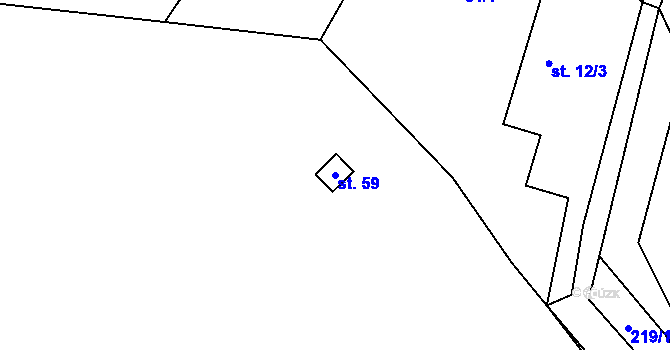 Parcela st. 59 v KÚ Malá Chmelná, Katastrální mapa