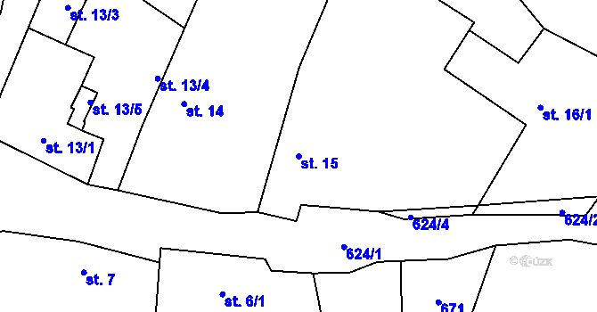 Parcela st. 15 v KÚ Velká Chmelná, Katastrální mapa