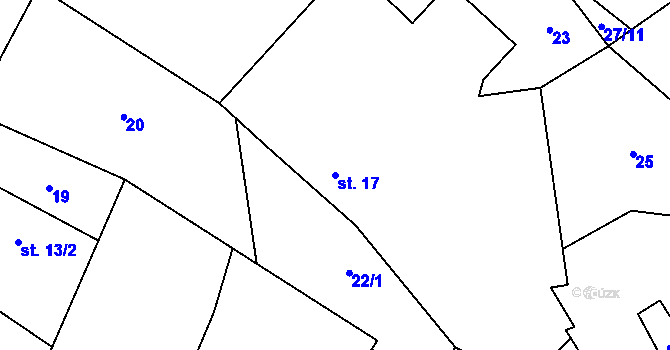 Parcela st. 17 v KÚ Velká Chmelná, Katastrální mapa