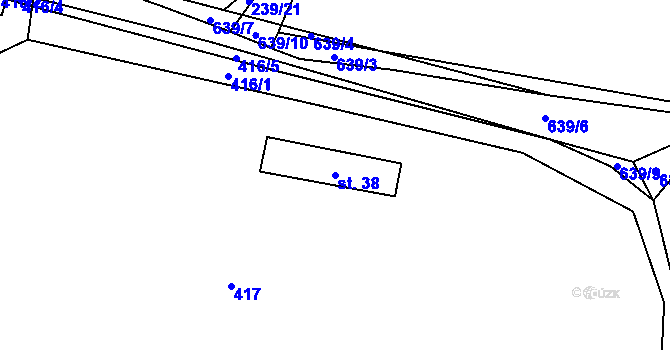 Parcela st. 38 v KÚ Velká Chmelná, Katastrální mapa