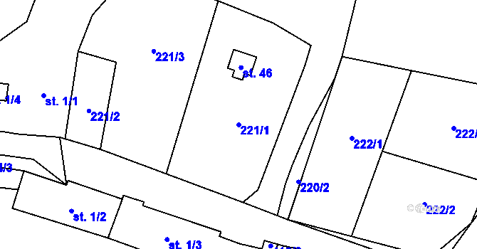 Parcela st. 221/1 v KÚ Velká Chmelná, Katastrální mapa