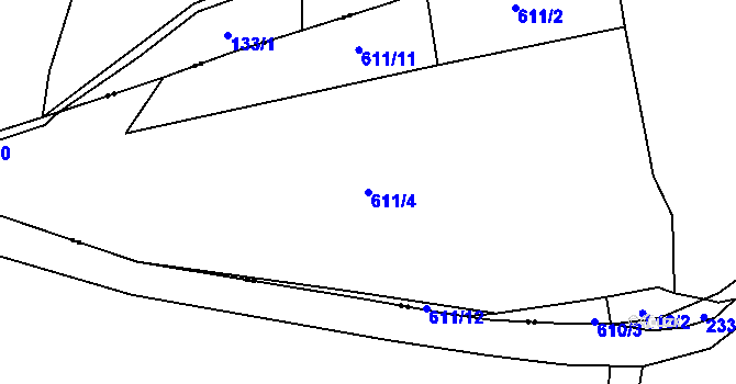 Parcela st. 611/4 v KÚ Velká Chmelná, Katastrální mapa