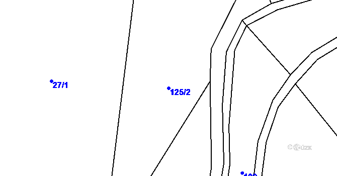 Parcela st. 125/2 v KÚ Velká Chmelná, Katastrální mapa