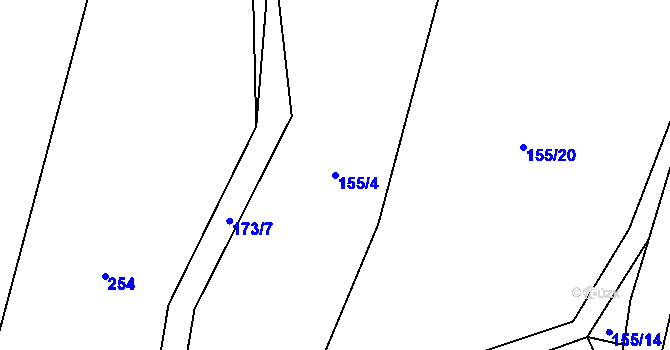 Parcela st. 155/4 v KÚ Velká Chmelná, Katastrální mapa