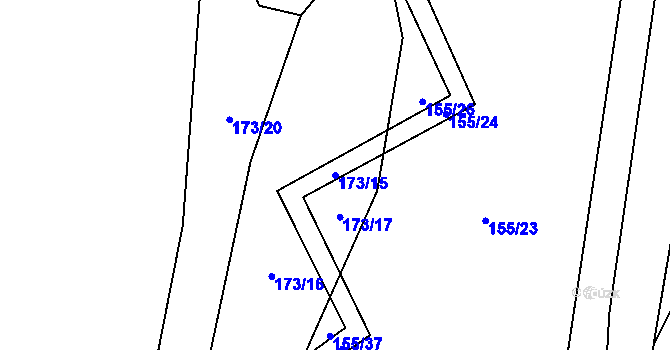Parcela st. 173/15 v KÚ Velká Chmelná, Katastrální mapa