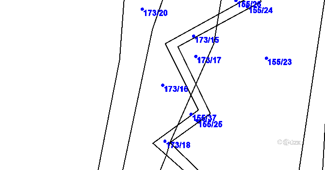 Parcela st. 173/16 v KÚ Velká Chmelná, Katastrální mapa