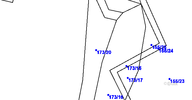Parcela st. 173/20 v KÚ Velká Chmelná, Katastrální mapa