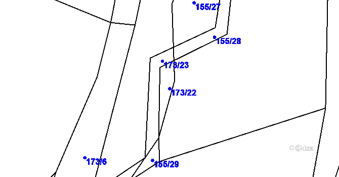 Parcela st. 173/22 v KÚ Velká Chmelná, Katastrální mapa