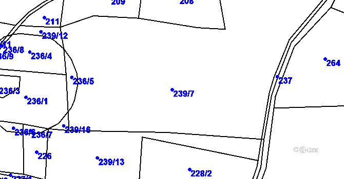 Parcela st. 239/7 v KÚ Velká Chmelná, Katastrální mapa