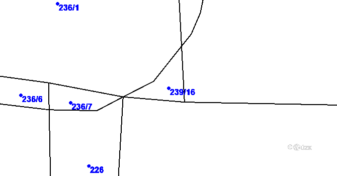 Parcela st. 239/16 v KÚ Velká Chmelná, Katastrální mapa