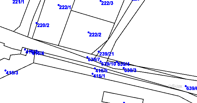 Parcela st. 239/21 v KÚ Velká Chmelná, Katastrální mapa