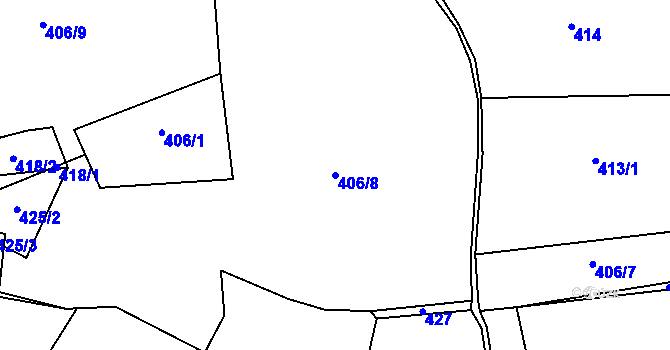 Parcela st. 406/8 v KÚ Velká Chmelná, Katastrální mapa