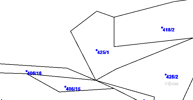 Parcela st. 425/1 v KÚ Velká Chmelná, Katastrální mapa