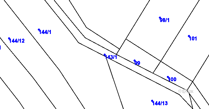 Parcela st. 143/1 v KÚ Dolní Chobolice, Katastrální mapa