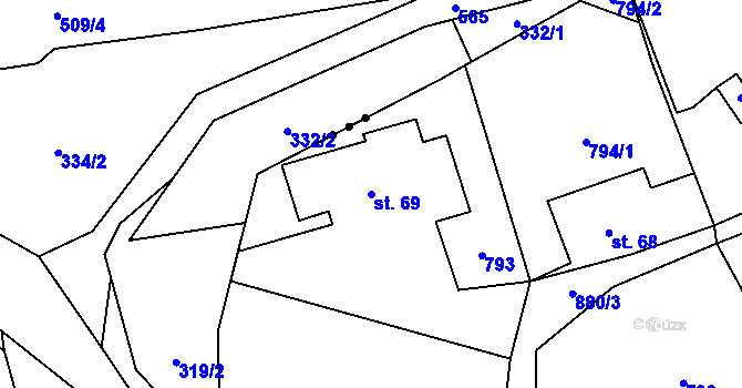 Parcela st. 69 v KÚ Horní Chobolice, Katastrální mapa