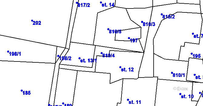 Parcela st. 810/4 v KÚ Horní Chobolice, Katastrální mapa
