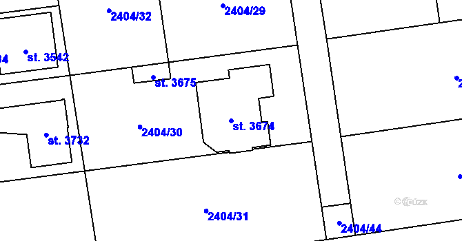 Parcela st. 3674 v KÚ Choceň, Katastrální mapa