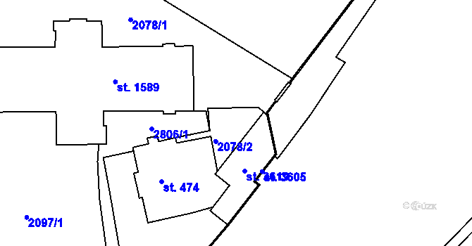 Parcela st. 2078/8 v KÚ Choceň, Katastrální mapa