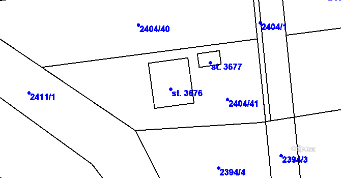 Parcela st. 3676 v KÚ Choceň, Katastrální mapa