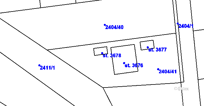 Parcela st. 3678 v KÚ Choceň, Katastrální mapa