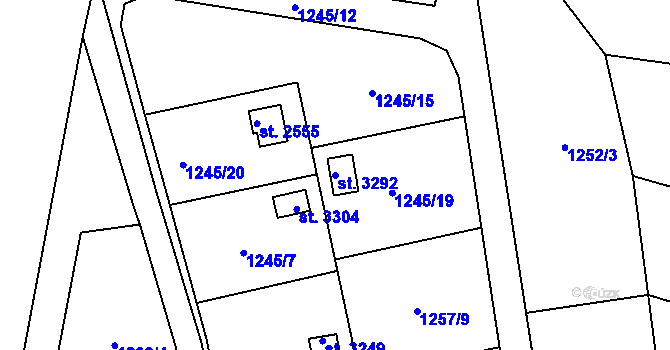 Parcela st. 3292 v KÚ Choceň, Katastrální mapa