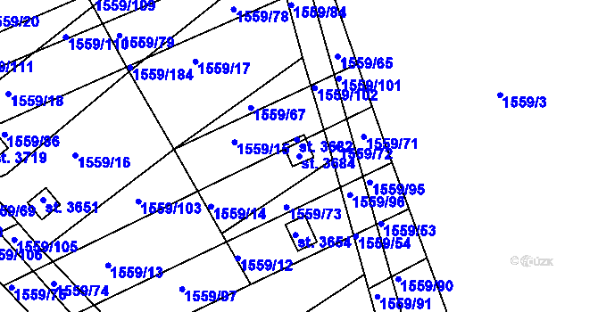 Parcela st. 3684 v KÚ Choceň, Katastrální mapa