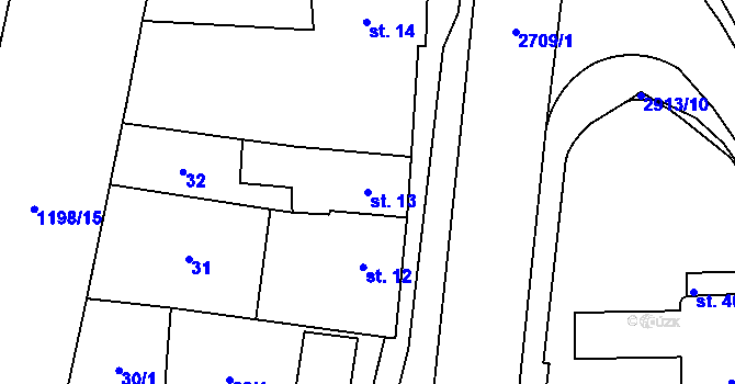 Parcela st. 13 v KÚ Choceň, Katastrální mapa