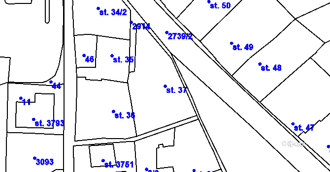 Parcela st. 37 v KÚ Choceň, Katastrální mapa