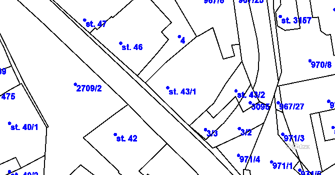 Parcela st. 43/1 v KÚ Choceň, Katastrální mapa