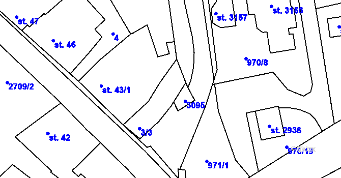 Parcela st. 43/2 v KÚ Choceň, Katastrální mapa