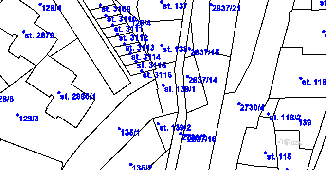 Parcela st. 139/1 v KÚ Choceň, Katastrální mapa