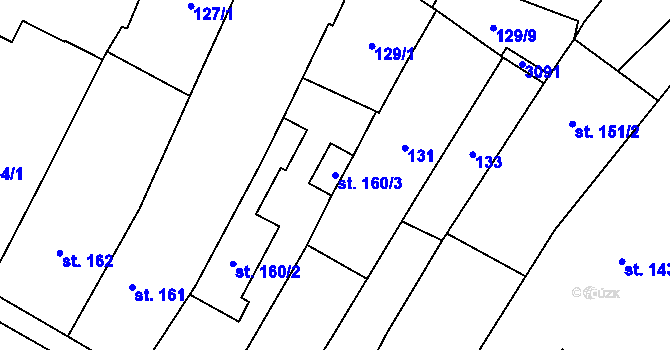Parcela st. 160/3 v KÚ Choceň, Katastrální mapa