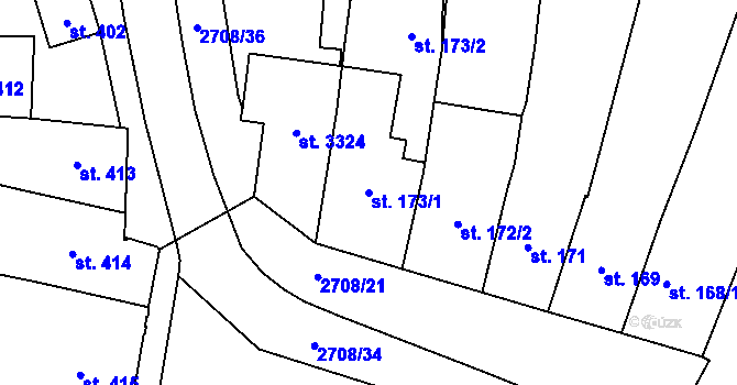 Parcela st. 173/1 v KÚ Choceň, Katastrální mapa