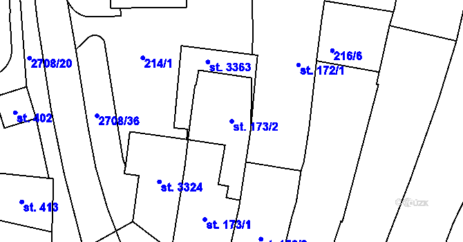 Parcela st. 173/2 v KÚ Choceň, Katastrální mapa