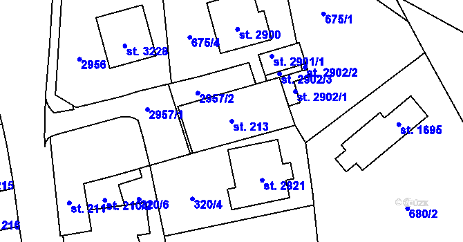 Parcela st. 213 v KÚ Choceň, Katastrální mapa