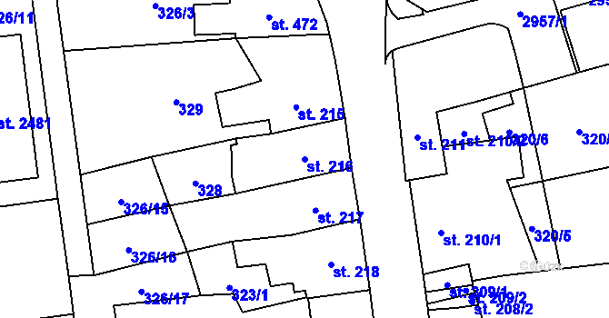 Parcela st. 216 v KÚ Choceň, Katastrální mapa