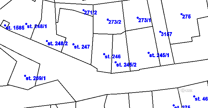 Parcela st. 246 v KÚ Choceň, Katastrální mapa