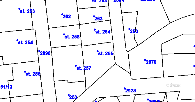 Parcela st. 265 v KÚ Choceň, Katastrální mapa