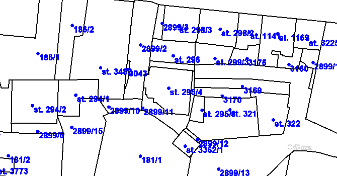 Parcela st. 295/4 v KÚ Choceň, Katastrální mapa