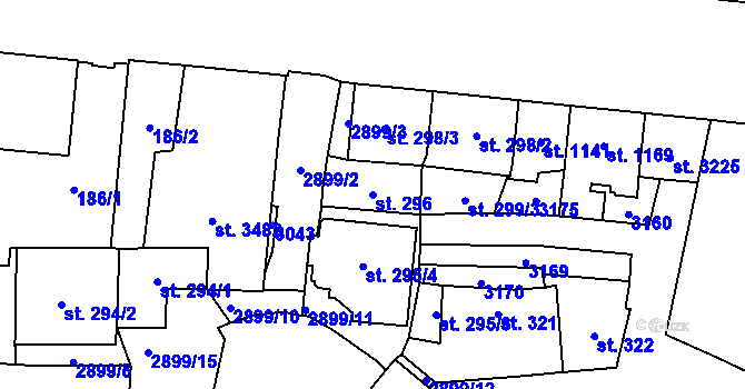 Parcela st. 296 v KÚ Choceň, Katastrální mapa