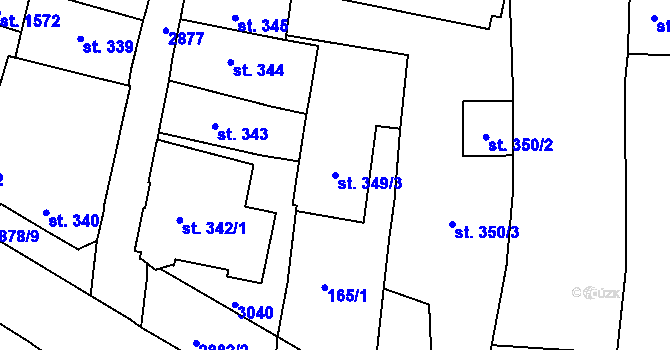 Parcela st. 349/3 v KÚ Choceň, Katastrální mapa