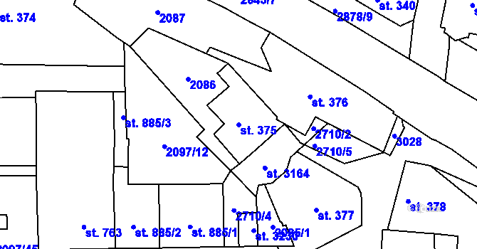 Parcela st. 375 v KÚ Choceň, Katastrální mapa