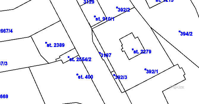 Parcela st. 399/2 v KÚ Choceň, Katastrální mapa