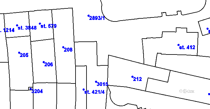 Parcela st. 421/3 v KÚ Choceň, Katastrální mapa