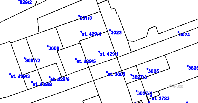 Parcela st. 429/1 v KÚ Choceň, Katastrální mapa