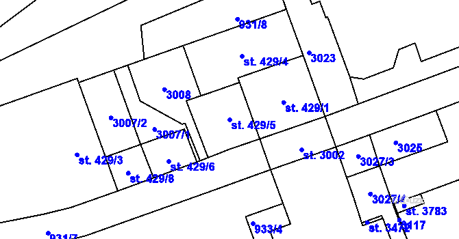 Parcela st. 429/5 v KÚ Choceň, Katastrální mapa
