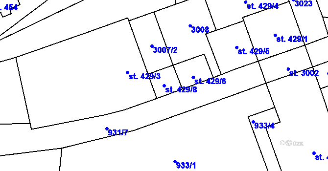 Parcela st. 429/8 v KÚ Choceň, Katastrální mapa